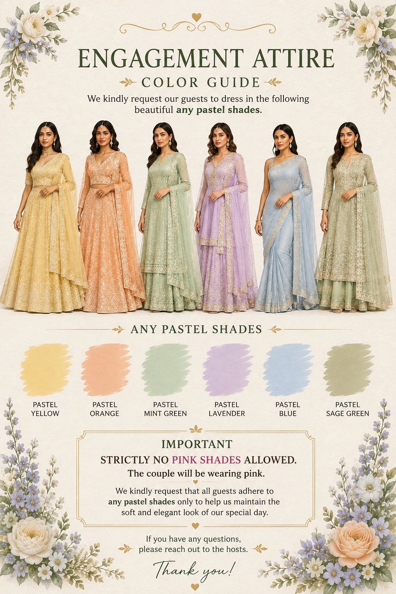 Women's attire guide &mdash; pastel shades, no pink